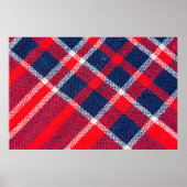 毛織物の赤と青の市松模様にテクスチャ ポスター (正面)