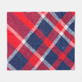 毛織物の赤と青市松模様にの織物 フリースブランケット (正面(横))