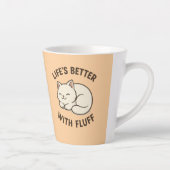 毛羽で人生を楽しむ – かわいいチビ(小さくかわいく書いた感じ)猫ラテMu カフェラテマグ (右)