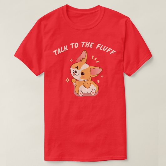 毛羽のペンブロークウェルシュコーギーに話す Tシャツ (デザイン正面)