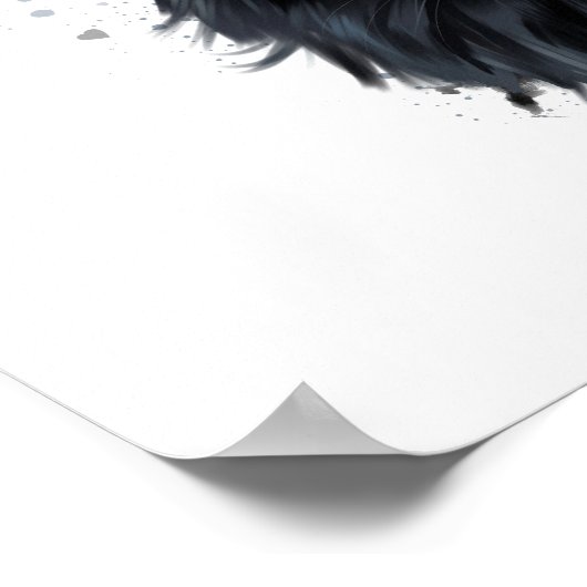 毛羽立った黒猫のポートレート ポスター (角)