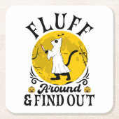 毛羽立のまわりにって、怖い猫ハロウィーンを見つける スクエアペーパーコースター (正面)