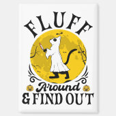 毛羽立のまわりにって、怖い猫ハロウィーンを見つける マグネット (正面)