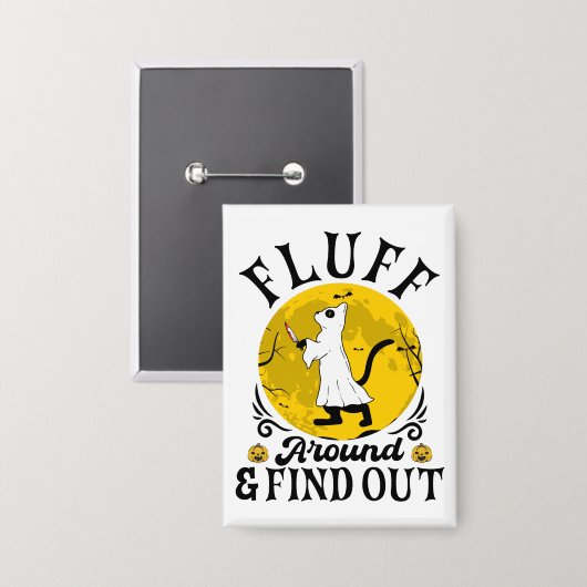 毛羽立のまわりにって、怖い猫ハロウィーンを見つける 缶バッジ (正面/裏面)