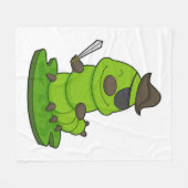 毛虫が剣で海賊 フリースブランケット (正面(横))