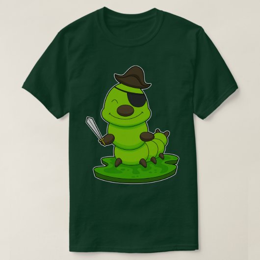 毛虫が剣で海賊 Tシャツ (デザイン正面)