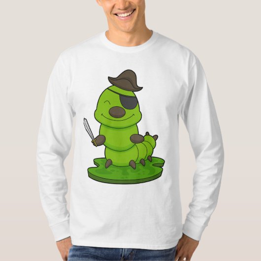 毛虫が剣で海賊 Tシャツ (正面)