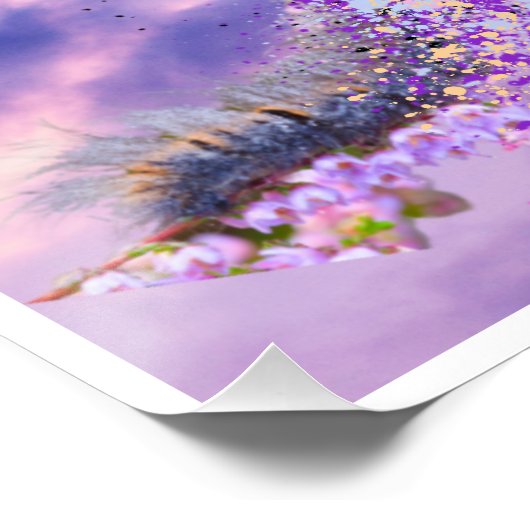 毛虫が紫色と黒色の蝶にモーフ ポスター (コーナー)