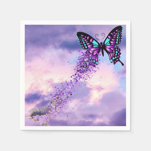 毛虫が蝶ナプキンに変身 スタンダードカクテルナプキン (正面)