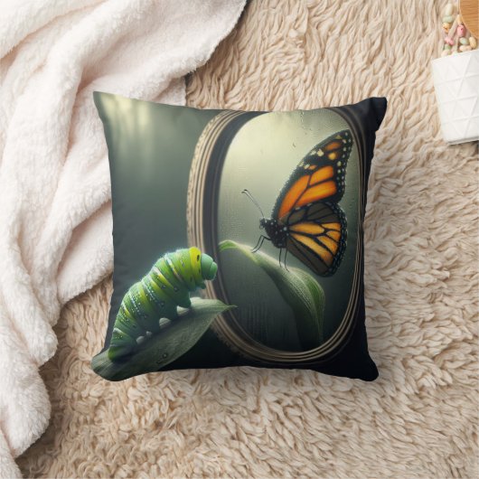 毛虫が鏡 クッション (ブランケット)