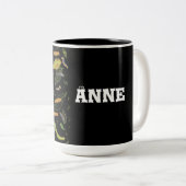 毛虫と葉パーソナライズされた ツートーンマグカップ (正面右)