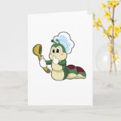 毛虫のシェフの木べら カード (黄色い花)