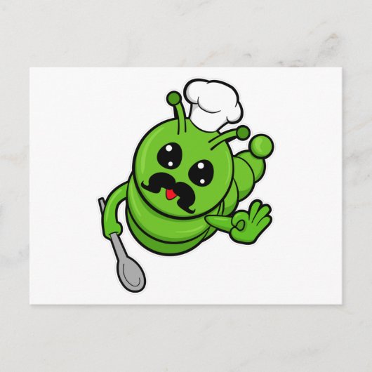 毛虫の料理人とスプーン ポストカード (正面)