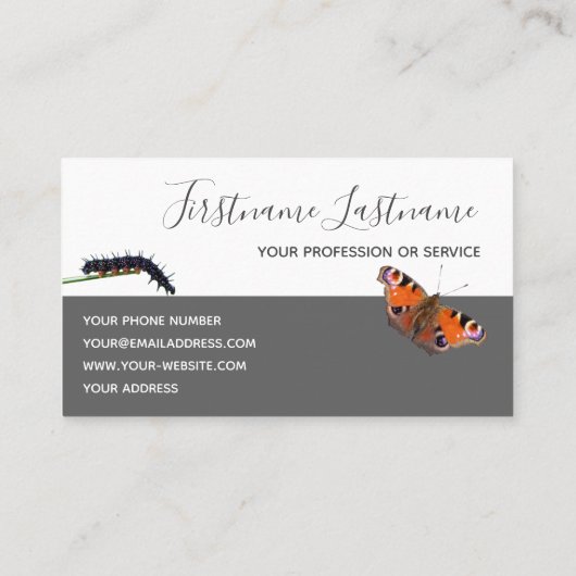 毛虫の蝶の変化モノグラムやる気を起こさせる 名刺 (裏面)