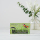 毛虫の蝶の変化モノグラムやる気を起こさせる 名刺 (スタンド正面)