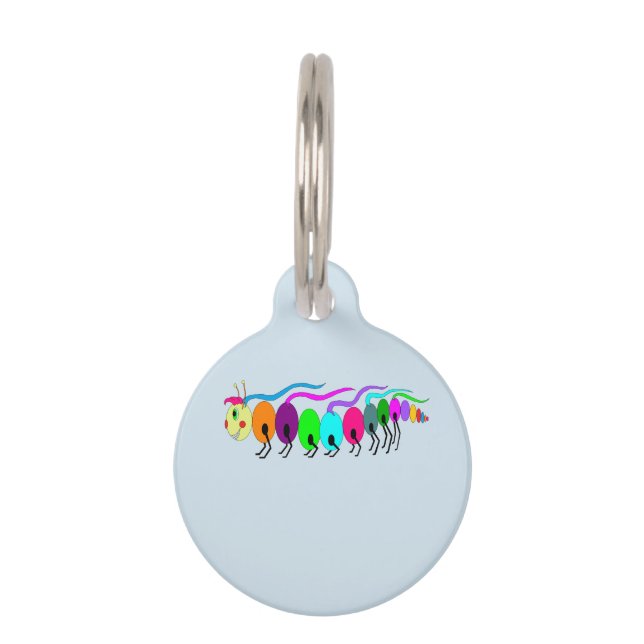 毛虫カラフル ペット　ネームタグ (正面)