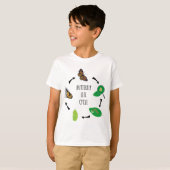 毛虫バタフライライフサイクル生物学 Tシャツ (正面フル)