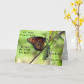 毛虫/蝶引用文グリーティングカード カード (黄色い花)