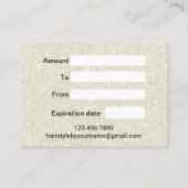 毛髪サロンフローラアイボリーグリッターギフト券 割引カード (裏面)