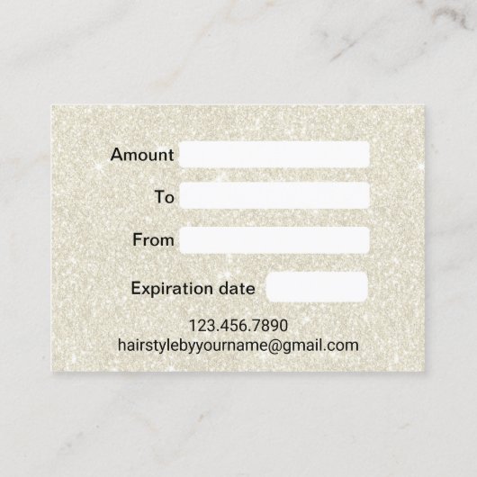 毛髪サロンフローラアイボリーグリッターギフト券 割引カード (裏面)