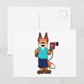 毛髪スタイリストとしてヘアドライヤーを使う狐 ポストカード (正面/裏面)