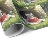 毛鼠在毯子上讀紅書 ラッピングペーパー (ロールコーナー)