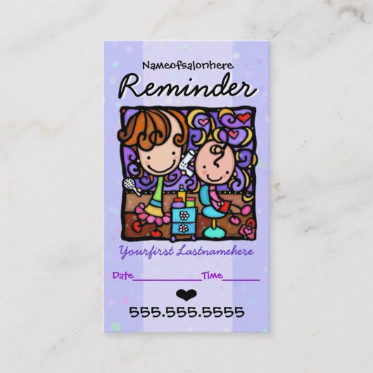 毛Salon.Stylist.Haircut.Appointmentのメモ 予約カード (正面)