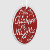 氏および夫人としてカスタマイズ可能な初めてのクリスマス オーナメント (正面)