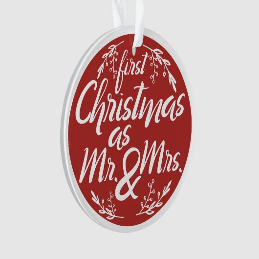 氏および夫人としてカスタマイズ可能な初めてのクリスマス オーナメント (正面)