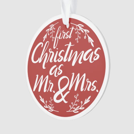 氏および夫人としてカスタマイズ可能な初めてのクリスマス オーナメント (正面)
