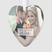 氏および夫人としてHeartカスタムな写真の初めてのクリスマス オーナメント (正面)