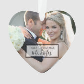 氏および夫人としてHeartカスタムな写真の初めてのクリスマス オーナメント (裏面)