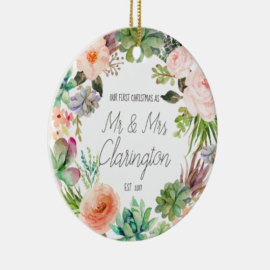 氏および夫人としてOrnament私達の初めてのクリスマス セラミックオーナメント (右)