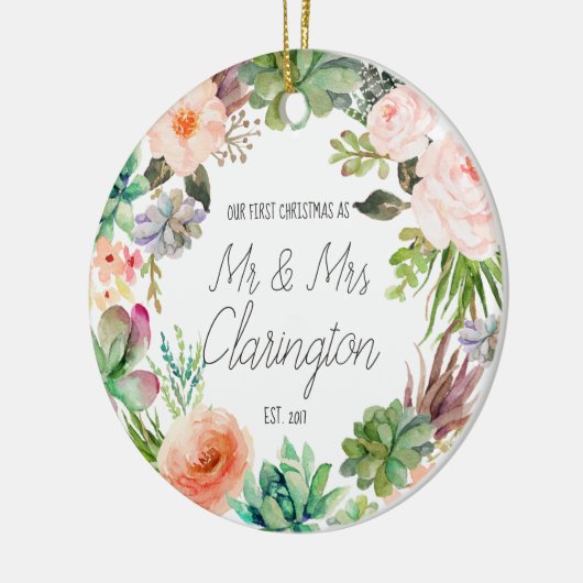 氏および夫人としてOrnament私達の初めてのクリスマス セラミックオーナメント (左)