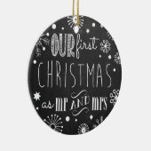 氏および夫人としてOrnament私達の初めてのクリスマス セラミックオーナメント (右)