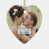 氏および夫人としてPhotoカスタムな初めてのクリスマス セラミックオーナメント (右)