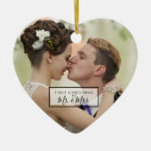 氏および夫人としてPhotoカスタムな初めてのクリスマス セラミックオーナメント (正面)