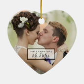 氏および夫人としてPhotoカスタムな初めてのクリスマス セラミックオーナメント (裏面)