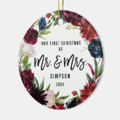 氏および夫人としてPhoto Bohoの花の初めてのクリスマス セラミックオーナメント (左)