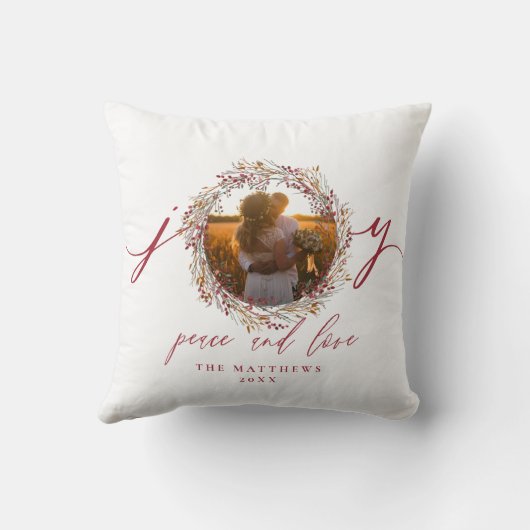 氏および夫人初めてのクリスマスの写真の結婚式の記念品 クッション (裏面)