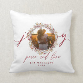 氏および夫人初めてのクリスマスの写真の結婚式の記念品 クッション