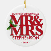 氏および夫人結婚したなオーナメントとして初めてのクリスマス セラミックオーナメント (裏面)