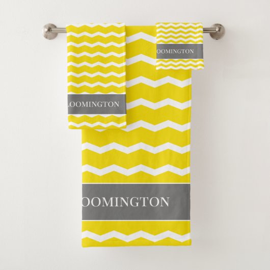 氏および夫人黄色い灰色のシェブロンのジグザグパターン バスタオルセット (インサイチュ)
