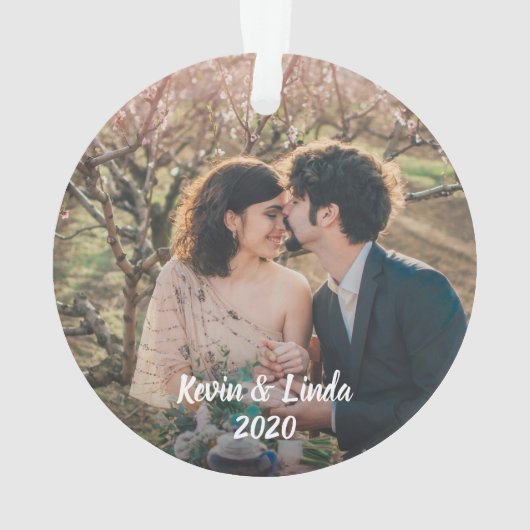 氏および夫人|の写真として最初結婚したなクリスマス オーナメント (裏面)