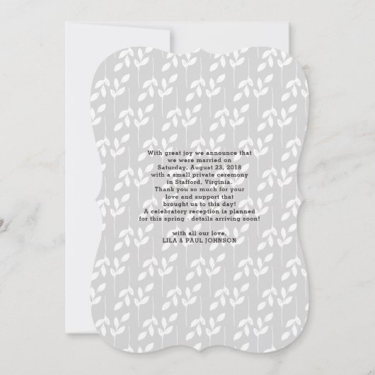 氏および夫人|の写真の結婚式の発表 案内状 (裏面)