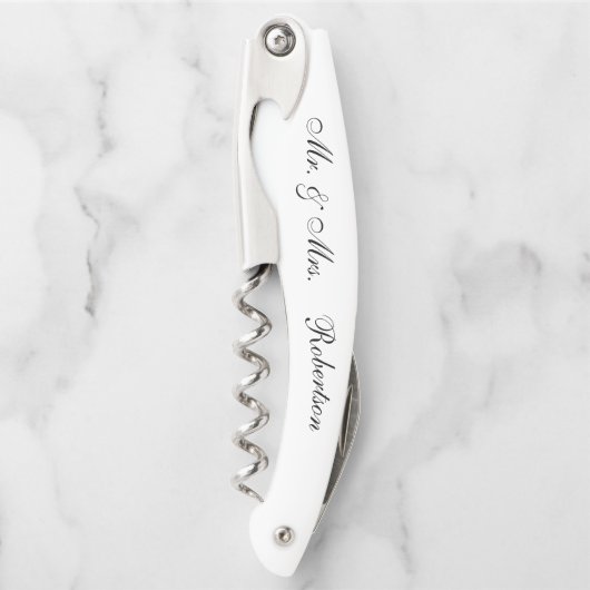 氏および夫人White Black Personalized Corkscrews ソムリエナイフ (正面)