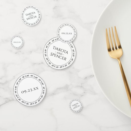 氏と氏のシンプル白黒モダンパーティー コンフェッティ (グループ)