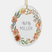 氏の結婚日付Mr&Mrsカップル名秋フローラアート セラミックオーナメント (右)