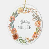 氏の結婚日付Mr&Mrsカップル名秋フローラアート セラミックオーナメント (左)