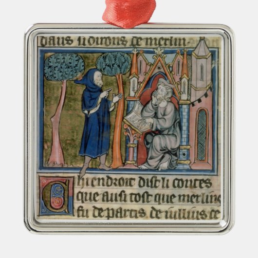 氏フレーム95 f.268マーリンはBlaisに物語を定めます メタルオーナメント (正面)